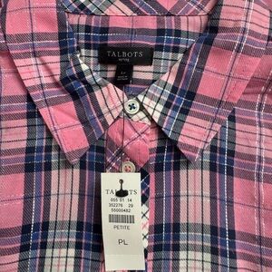 Talbots NWT Pink and Blue Plaid Shirt
